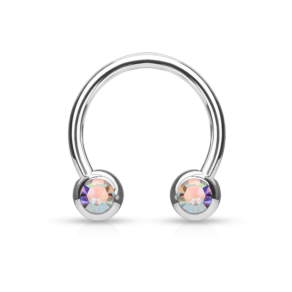 Front Facing Jewel Set Balls IP Over 316L Surgical Steel Circular/Horseshoes
